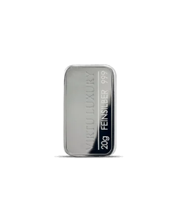 Lingot d'argent pur 24K d'un poids de 20 Grammes disponible chez VIRTU LUXURY