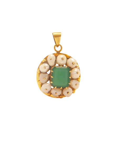 bijoux en or - pendentif en or avec émeraudes et PERLES - disponible en bijouterie chez VIRTU LUXURY