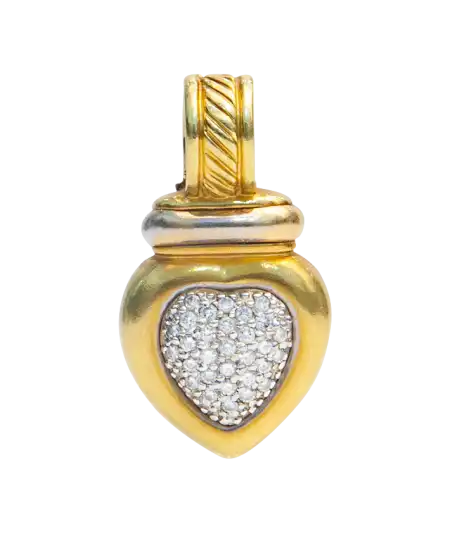 bijoux en or - pendentif en or jaune 18K avec diamants en coeur - bijoux d'occasion disponible en bijouterie chez VIRTU LUXURY