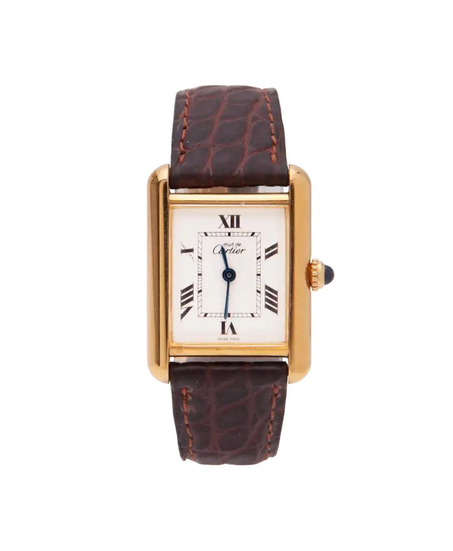 Must Cartier 腕表 - 针扣 - 皮革 - 卡地亚 - 镀金银 Must Cartier 腕表 - 针扣 - 皮革 - 卡地亚 - 镀金银