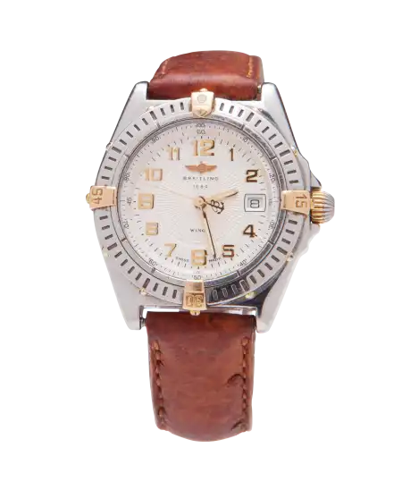 The Breitling watchmaker's Yellow Gold and Steel bracelet watch. Available at VIRTU LUXURY.