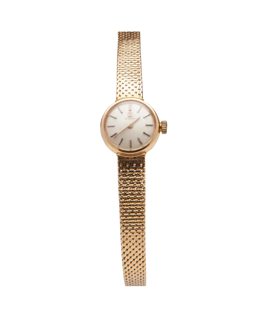 Tissot 手表的复古五十年代金表。在 VIRTU LUXURY 有售。 Tissot 手表的复古五十年代金表。在 VIRTU LUXURY 有售。