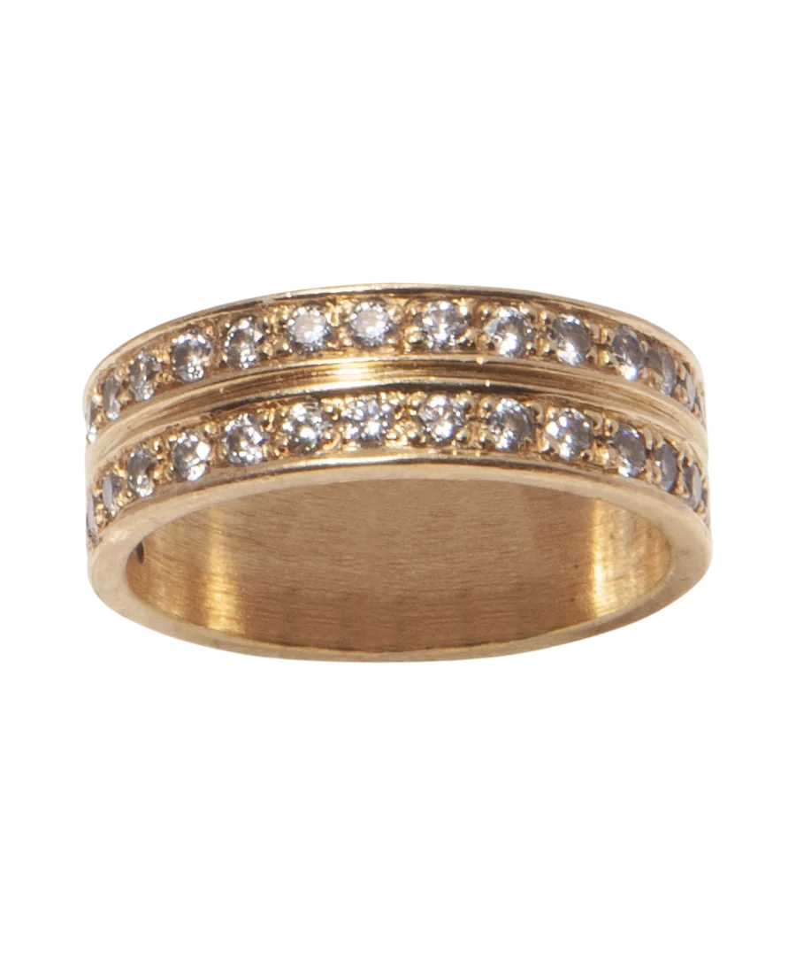 18K 黄金全圈双排结婚戒指,镶嵌明亮式切割钻石,现于 VIRTU LUXURY 发售 18K 黄金全圈双排结婚戒指,镶嵌明亮式切割钻石,现于 VIRTU LUXURY 发售