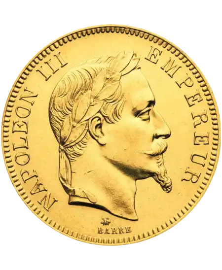 Avers de la pièce 100 Francs NAPOLEON 3 TETE LAUREE Or chez VIRTU LUXURY