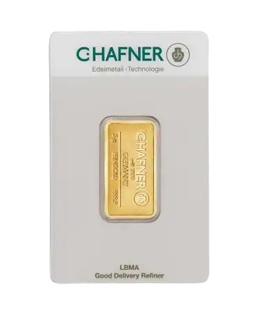 VIRTU LUXURY 出售的 C. HAFNER 5克 24K 纯金金条正面