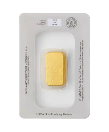 VIRTU LUXURY 出售的 250克 C. HAFNER 24K 纯回收铸造金条背面