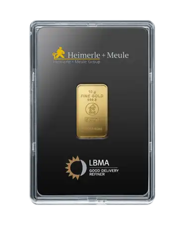 VIRTU LUXURY 出售的 HEIMERLE + MEULE 10克 24K 纯金压制金条正面