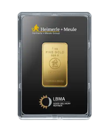 VIRTU LUXURY 出售的 HEIMERLE + MEULE 1盎司 24K 纯回收金金条正面