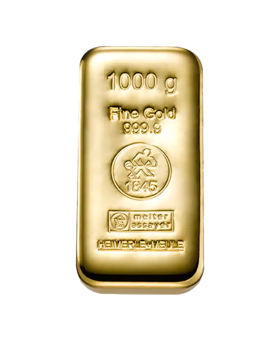 Lingot D'OR coulé de 1 Kg HEIMERLE ET MEULE d'or pur 24K recyclé disponible en vente chez VIRTU LUXURY Lingot D'OR coulé de 1 Kg HEIMERLE ET MEULE d'or pur 24K recyclé disponible en vente chez VIRTU LUXURY
