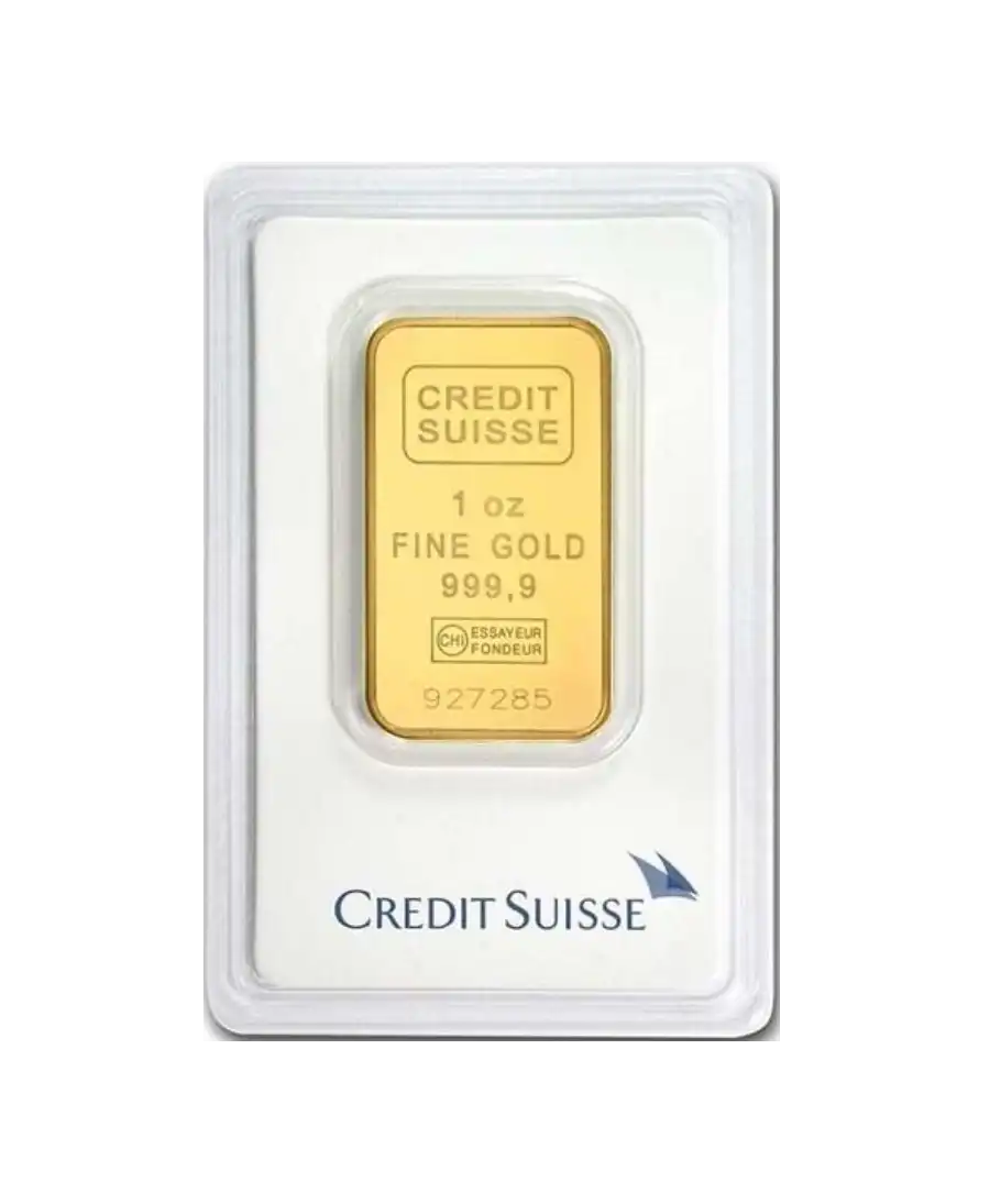 VIRTU LUXURY 出售的 1盎司 瑞士信贷 (CRédit Suisse) 24K 纯回收金压制小金条正面 VIRTU LUXURY 出售的 1盎司 瑞士信贷 (CRédit Suisse) 24K 纯回收金压制小金条正面